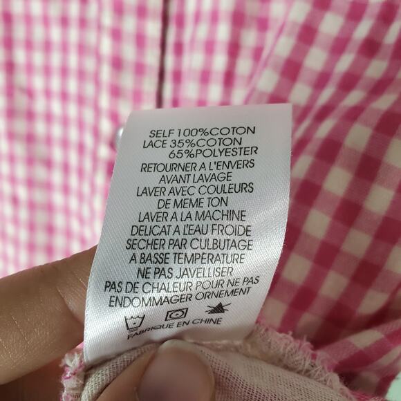 Miss Me Womens Pink Gingham Lace Embroidered Western Pearl Snap Shirt Size Large - Picture 8 of 8